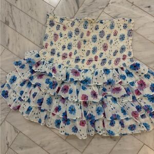 Floral Ruffled Skirt with Smocked Waist